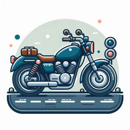Vintage chopper motorcycle on the road. Color vector illustration.のイラスト素材