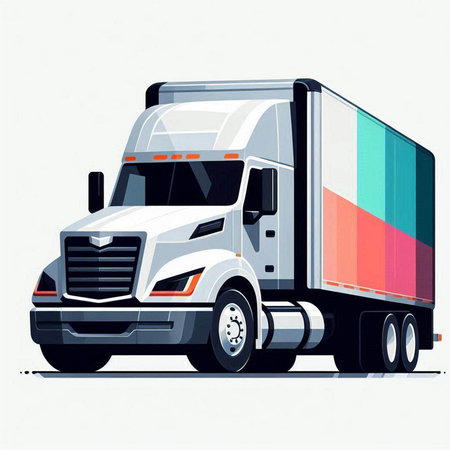 Modern semi-trailer truck. Side view. Vector illustration.のイラスト素材
