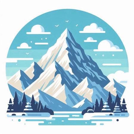 Mountain landscape in the style of a flat design. Vector illustration.のイラスト素材
