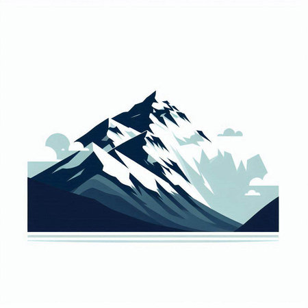 Mountains with snow on a white background. Vector Illustration.のイラスト素材