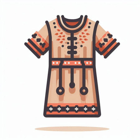 Ukrainian folk costume. Isolated on white background. Vector illustration.のイラスト素材