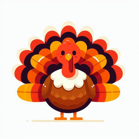 Thanksgiving turkey isolated on white background. Cute cartoon vector illustration.のイラスト素材