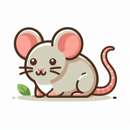 Cute little mouse on white background. Vector illustration in cartoon style.のイラスト素材