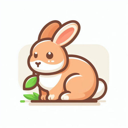 Cute cartoon rabbit sitting on a white background. Vector illustration.のイラスト素材
