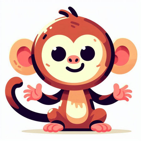 Cute cartoon monkey on a white background. Vector illustration in cartoon style.のイラスト素材