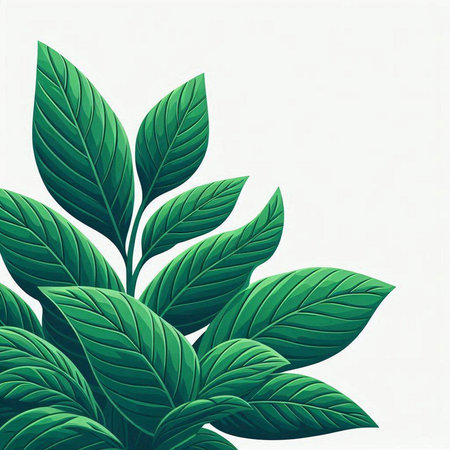 Green leaves on a white background. Vector illustration. Eps 10.のイラスト素材