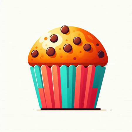 Cupcake vector illustration. Vector illustration of a muffin.のイラスト素材