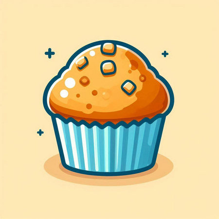 Cupcake vector illustration. Cute cartoon muffin icon.のイラスト素材