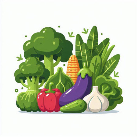 Vegetables. Vector illustration in cartoon style isolated on white background.のイラスト素材