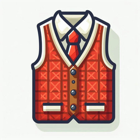Illustration of a waistcoat with a tie on a white backgroundのイラスト素材