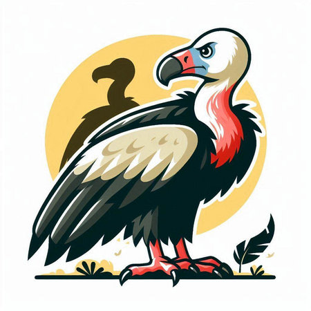 Illustration of a vulture with a bird in the background.のイラスト素材