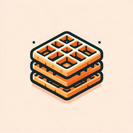 Illustration of a stack of waffles on a light background.のイラスト素材