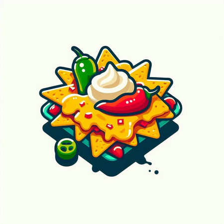 Mexican nachos vector illustration. Traditional mexican food.のイラスト素材