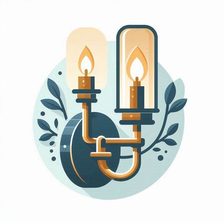 Lanterns with burning candles. Vector illustration in flat styleのイラスト素材