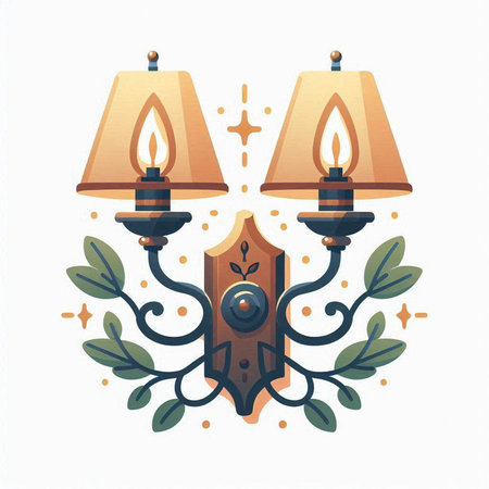 Lanterns with candles. Vector illustration in flat style.のイラスト素材