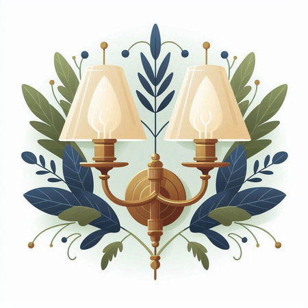 Lanterns with leaves on a white background. Vector illustration.のイラスト素材