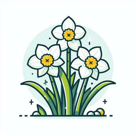 Daffodils. Spring flowers. Vector illustration in flat styleのイラスト素材