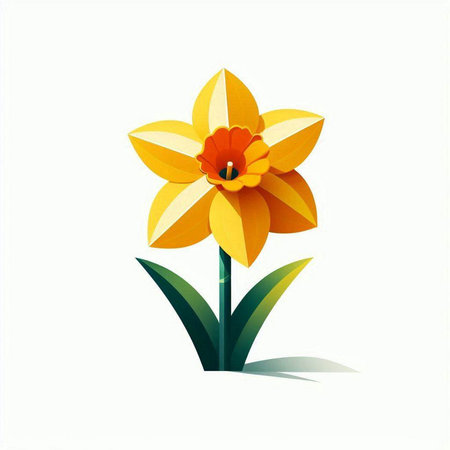 Yellow daffodil isolated on white background. Vector illustration.のイラスト素材