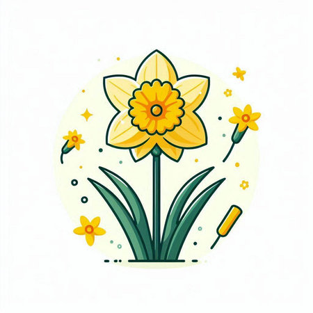 Narcissus flower in flat style. Daffodil vector illustration.のイラスト素材