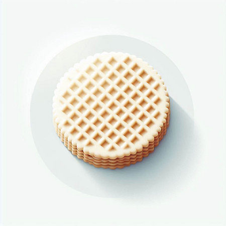 Illustration of a round waffle on a white background with shadowのイラスト素材