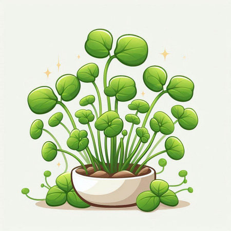 Illustration of a green plant in a pot on a white backgroundのイラスト素材