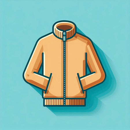 Warm winter jacket icon in flat design style. Vector illustration.のイラスト素材
