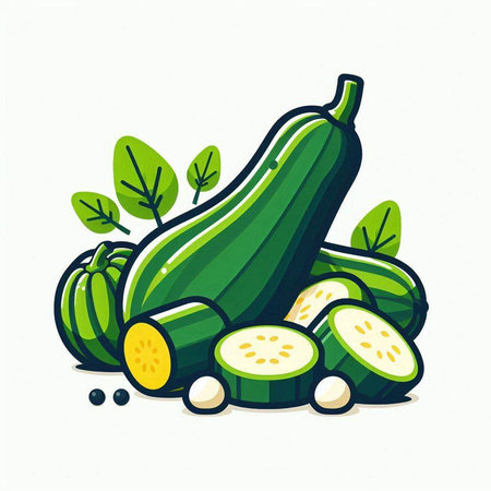 Zucchini vector illustration on white background. Vegetables icon.のイラスト素材