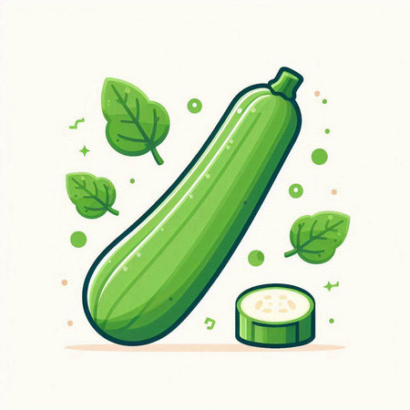 Zucchini vector illustration isolated on white background. Cucumber icon.のイラスト素材