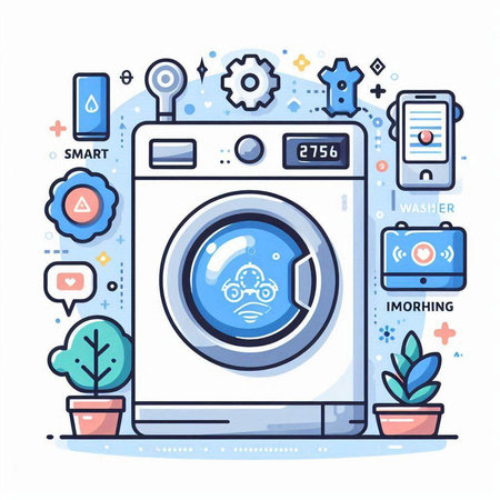 Washing machine. Laundry service concept. Vector illustration.のイラスト素材