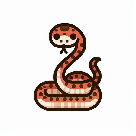 Cute cartoon snake isolated on a white background. Vector illustration.のイラスト素材