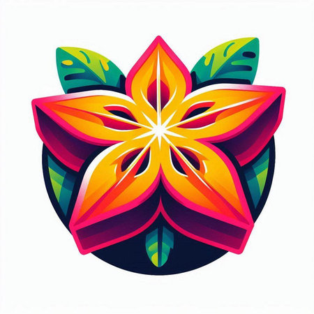 Illustration of a colorful flower in the shape of a star.のイラスト素材