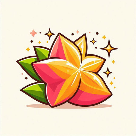 Star fruit icon. Vector illustration of a starfruit isolated on white background.のイラスト素材