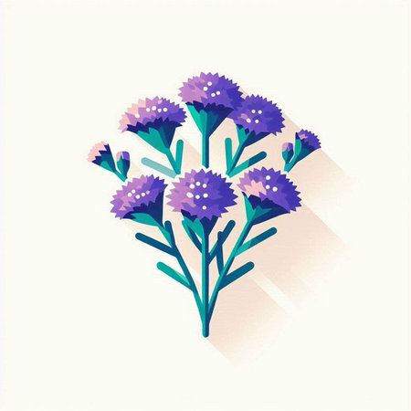 purple cornflowers on a white background. vector illustration.のイラスト素材
