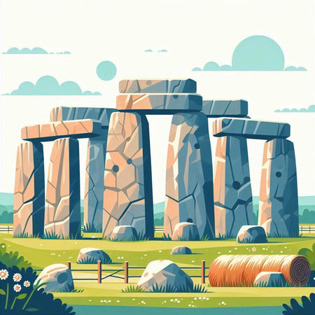 Stonehenge, England, United Kingdom. Vector illustration in flat styleのイラスト素材