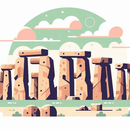 Stonehenge, United Kingdom. Vector illustration in flat style.のイラスト素材