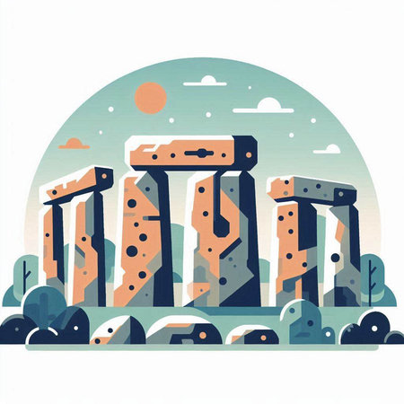 Stonehenge icon in flat style. Stonehenge vector illustration.のイラスト素材