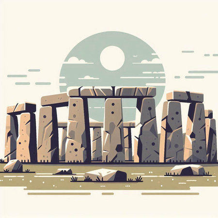 Stonehenge in the flat style. Stonehenge vector illustrationのイラスト素材