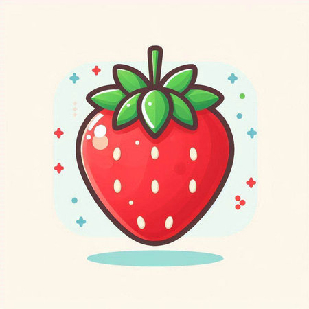 Strawberry fruit icon. Vector illustration of a fresh strawberry.のイラスト素材