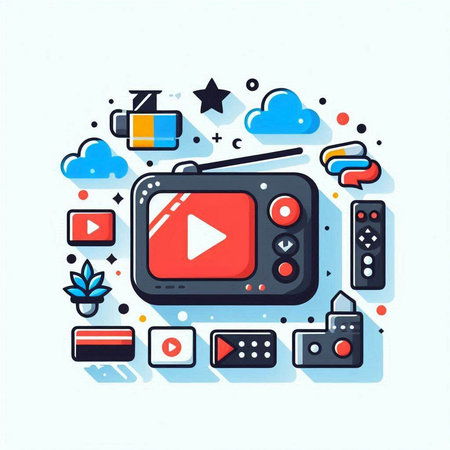 Video player flat design concept. Vector illustration for web and mobile.のイラスト素材