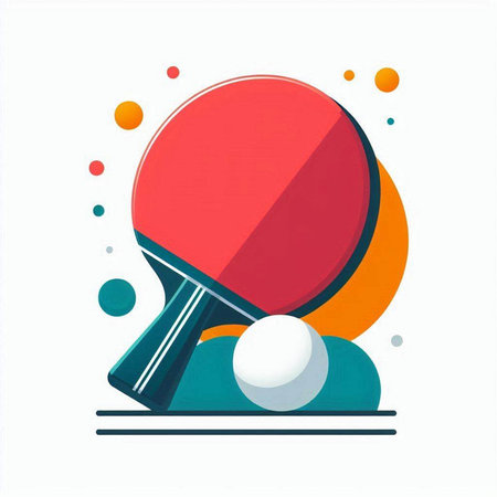 Table tennis racket and ball on a white background. Vector illustration.のイラスト素材