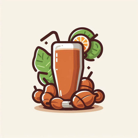 Cocktail with hazelnut. Vector illustration in cartoon style.のイラスト素材