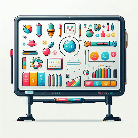 Vector illustration of a school blackboard with school supplies. Back to school.のイラスト素材