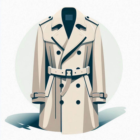 Vector illustration of a trench coat with a belt on a white backgroundのイラスト素材