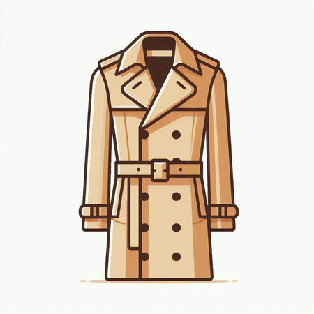 Stylish trench coat isolated on white background. Vector illustration in flat style.のイラスト素材