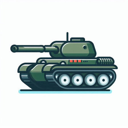 Cartoon tank isolated on white background. Vector illustration in flat style.のイラスト素材