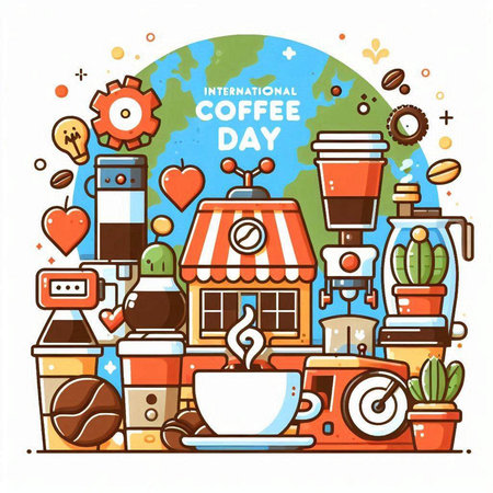 Coffee shop, coffee house, cafe, restaurant, coffee shop. Vector illustration.のイラスト素材