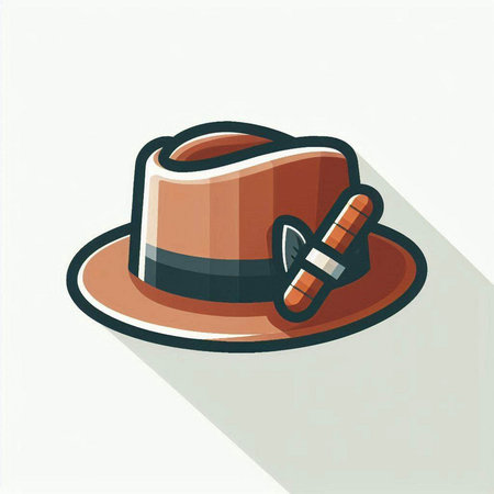 Illustration of a hat with a knife in a flat design.のイラスト素材