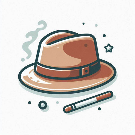 Illustration of a hat and cigar on a white background - vectorのイラスト素材