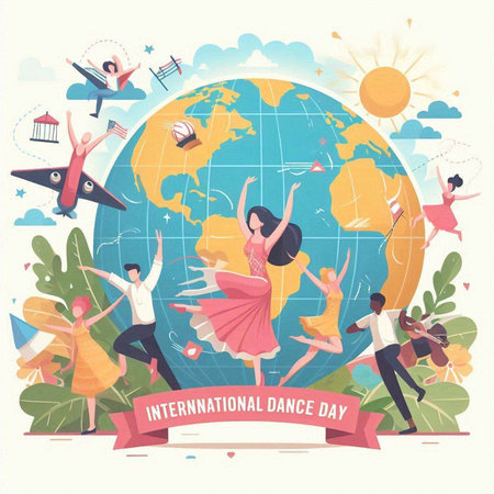International Day of Dance. International Day of Dance. Vector illustration.のイラスト素材