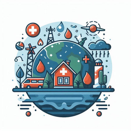Save the planet. Save the earth concept. Vector flat illustration.のイラスト素材